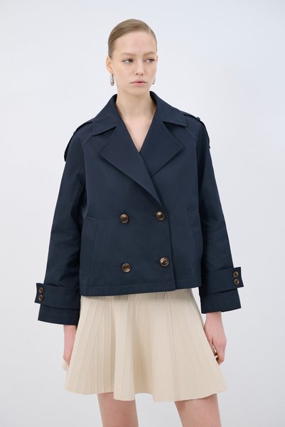 Buttoned Short Trench Coat