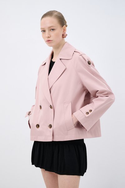 Buttoned Short Trench Coat