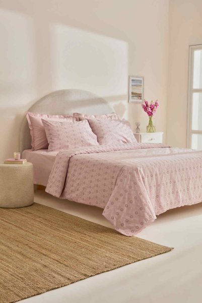 Vivien Brodeli 100% Cotton Double Duvet Cover Set Powder