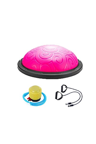 Розова Bosu топка за тренинг, Bosu топка за пилатес рамнотежа 60 cm дијаметар (пумпа вклучена)