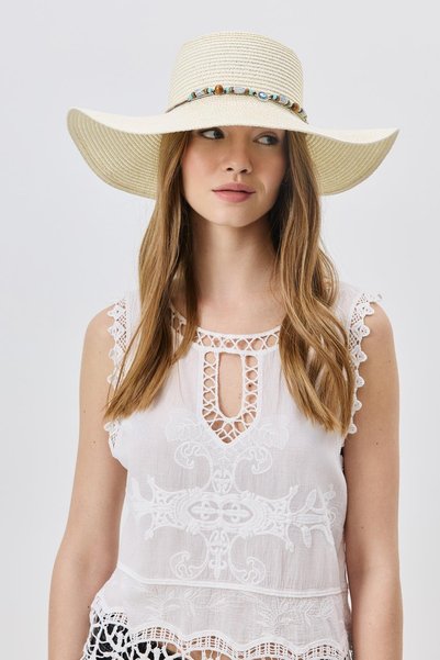Wide Brim Straw Beach Hat Y25730-13 Cream