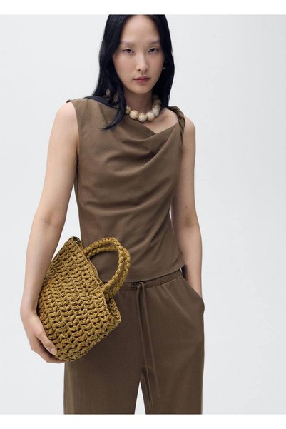 Asymmetrical Draped Halterneck Blouse