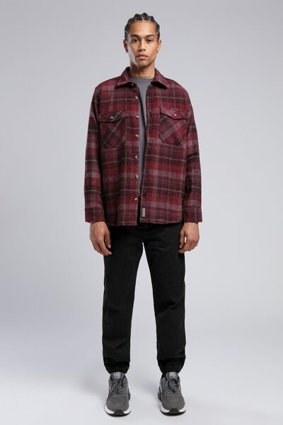 Donas Men's Woven Long Sleeve Shirt Burgundy