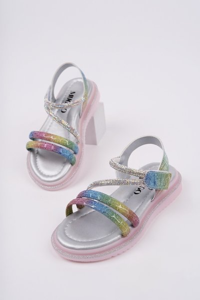 Mqueen Velcro and Glittery Casual Girls' Sandals