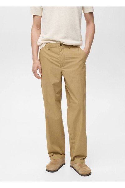 100% Cotton Straight Cut Trousers