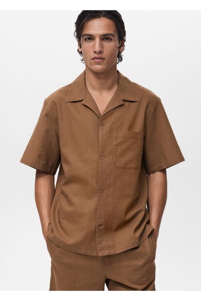 Bowling Collar and Pocket Linen Shirt