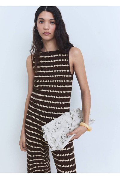 Blouse Knitted Suit with Geometric Patterns
