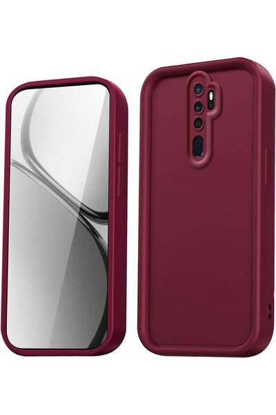 Redmi Note 8 Pro Case with Camera Protection, Soft Textured, Shock-Absorbing, Burgundy Silicone Cover
