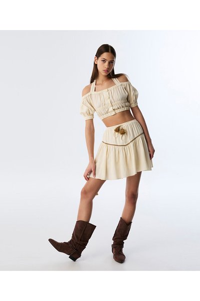 Fringed mini skirt