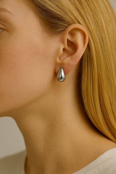 Women's Silver Mini Water Drop Earrings