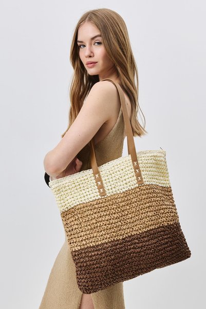 Straw Shoulder Bag Y9209 Brown