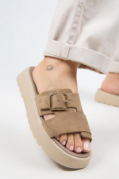 Begonia Women's Genuine Leather Single Strip Mink Slippers