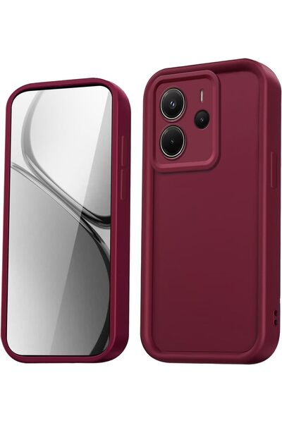 Redmi Note 14 4g Case with Camera Protection, Soft Texture, Shock Absorbing, Burgundy Silicone Cover