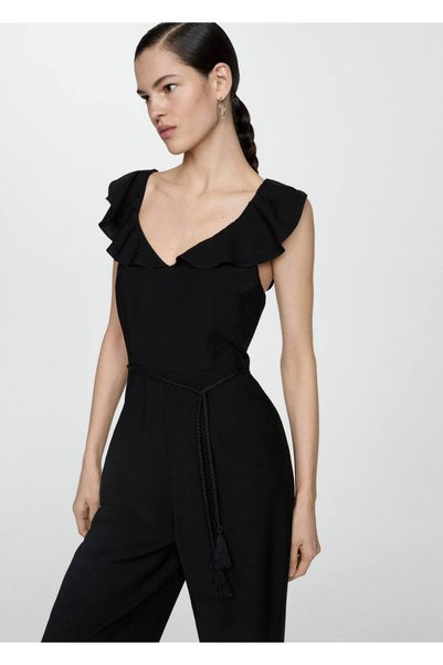 Long Jumpsuit with Fringed Belt
