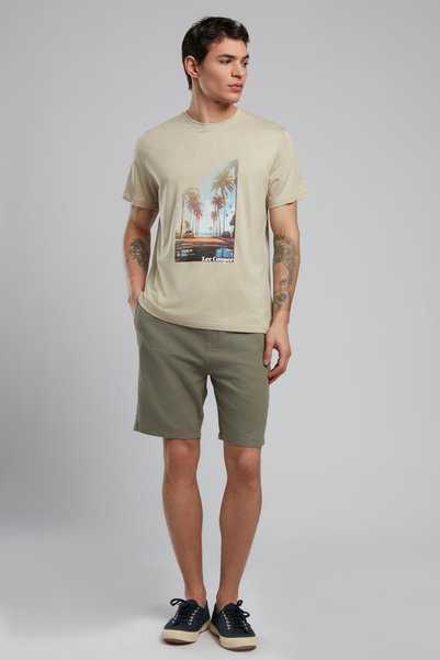 Montay Men's O Neck T-Shirt Beige