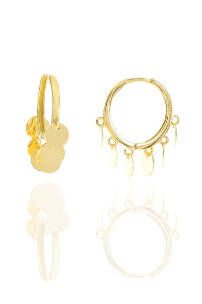 Silver Gold Gilded Sequin Shakira Hoop Earrings Sgtl12822Gold