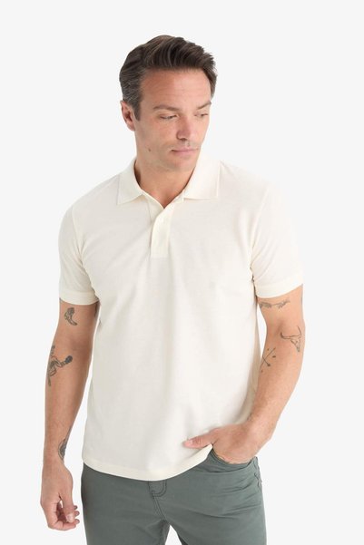 100% Cotton Regular Fit Polo Neck Short Sleeve Basic Plain Pique Fabric T-Shirt C1293Ax24Sp