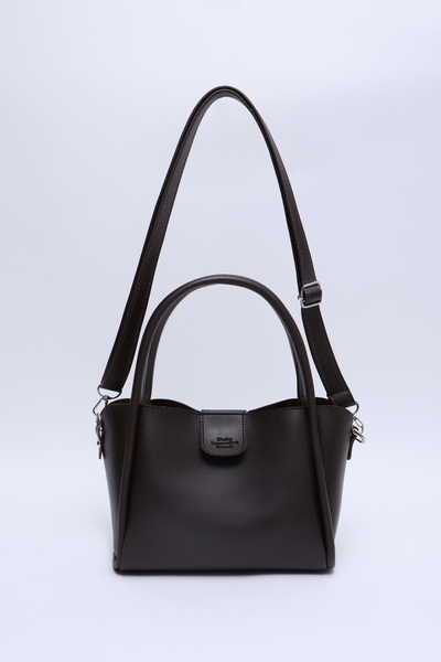 Coffee Color Shk190 Faux Leather Snap Hand, Arm and Shoulder Bag with Removable Makeup Bag
