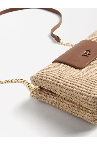 Straw Look Crossbody Bag