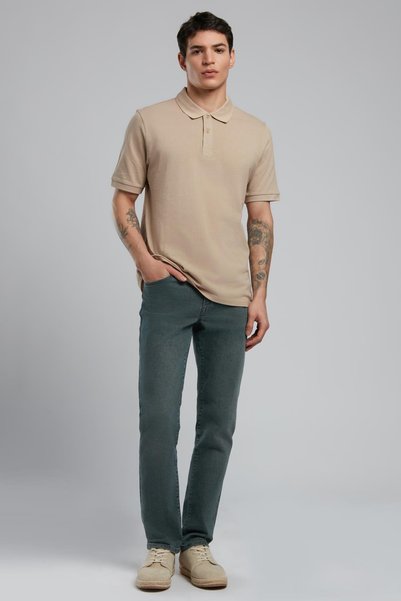 Twins Men's 100% Cotton Polo Collar T-Shirt Beige
