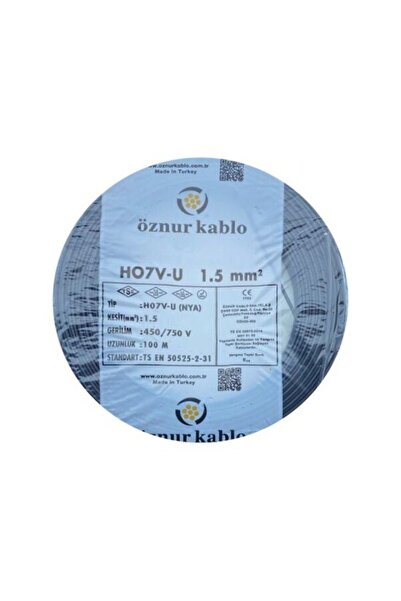 Öznur 1.5 mm Nya 100% бакарен едножилен кабел црна боја 1 ролна 100 метри