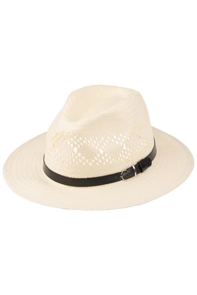Men's Straw Hat with Belt Detail Y25750-16 Cream