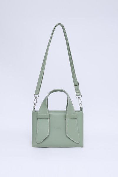 Mint Green Shk60 Faux Leather, Single Compartment, Zippered, Adjustable Strap, Hand, Arm and Shoulder Bag