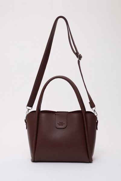 Burgundy Shk190 Faux Leather Snap Fastener Hand, Arm and Shoulder Bag with Removable Makeup Bag