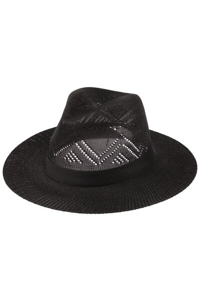 Men's Mercerized Wide Brim Fedora Hat T25750-02 Black