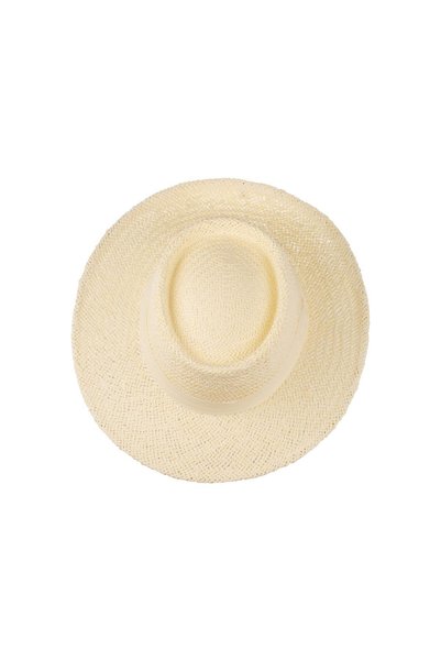 Men's Straw Fedora Hat with Tape Detail Y24750-03 Cream