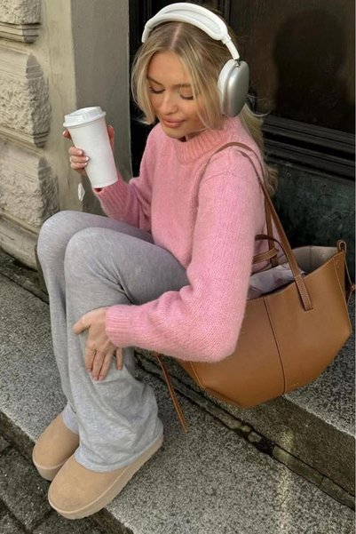 Pink Oversize Women's Knitwear Sweater Mg2263