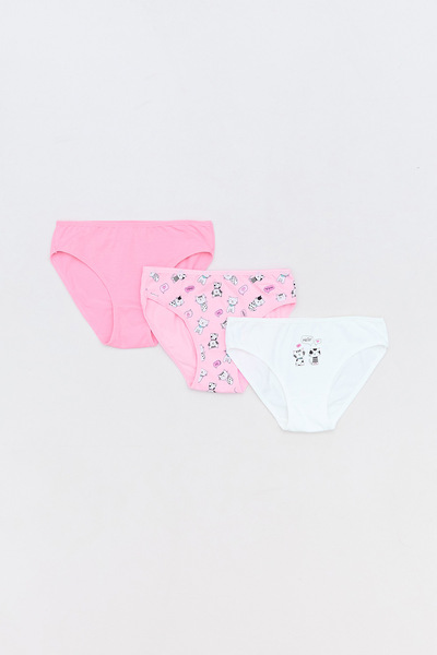 Cat Printed 3-Piece Girls' Panties