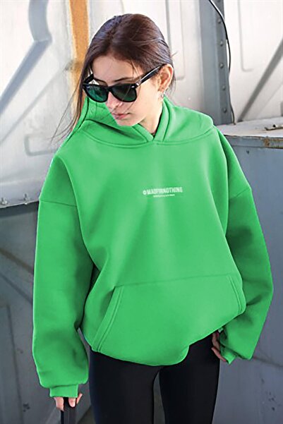 Mad Girls зелена печатена oversize дуксер MG1287