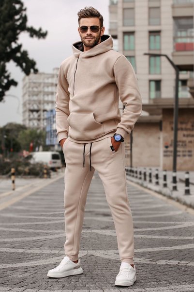 Beige Men's Tracksuit Set 5634