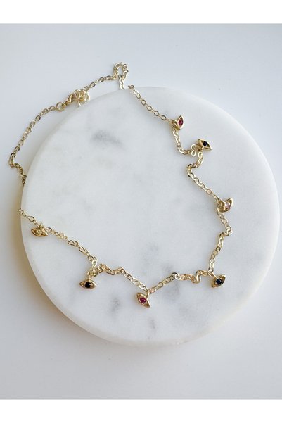 Steel Color Evil Eye Eye Chain Necklace