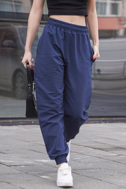 Navy Blue Comfort Fit Basic Sweatpants Mg1635