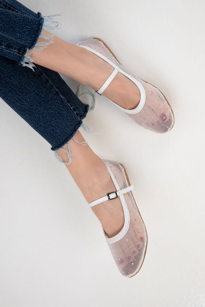 White Women's Ballerinas 20471