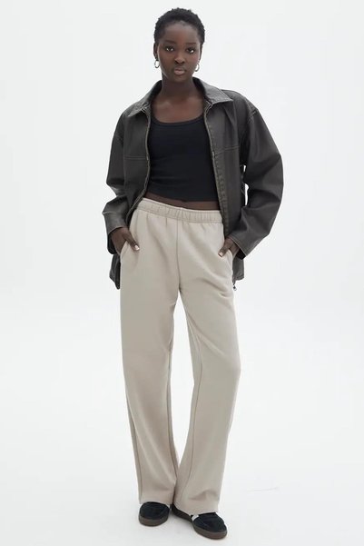 Beige Wide Leg Basic Sweatpants Mg1916
