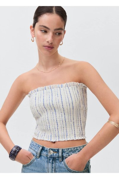 Strapless Striped Blouse