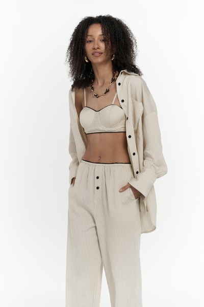 Melia Lace Detail Beige Triple Set