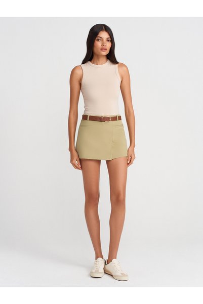 81059 Belted Double Breasted Shorts Skirt-Cagla