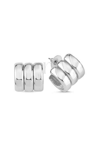 Steel 3 domed earrings