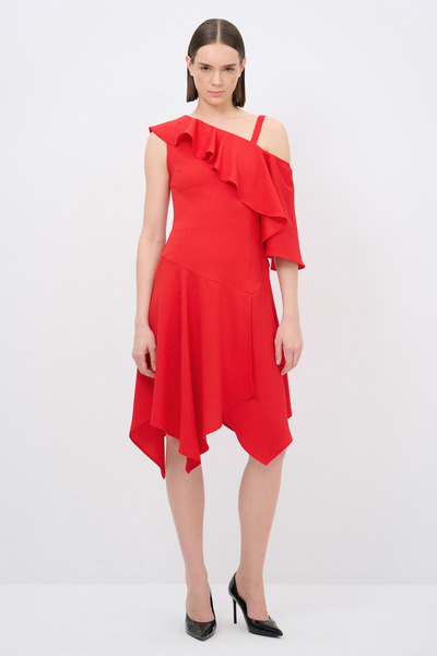 One Shoulder Flounce Dress