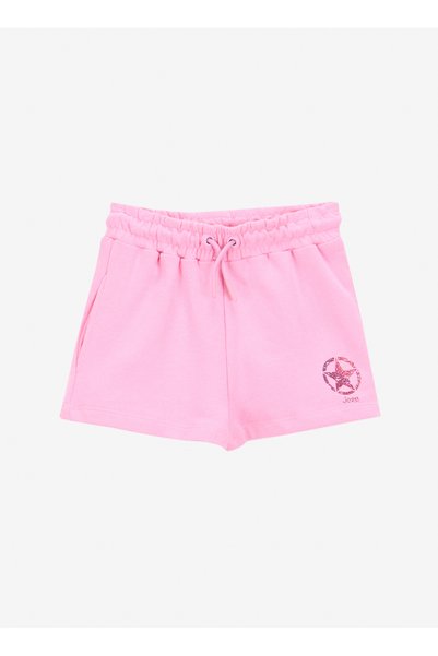 Elastic Waist Relaxed Pink Girl's Shorts J5Sg-Sht7603
