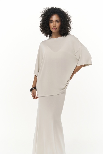 Grazia Beige T-Shirt Skirt Set
