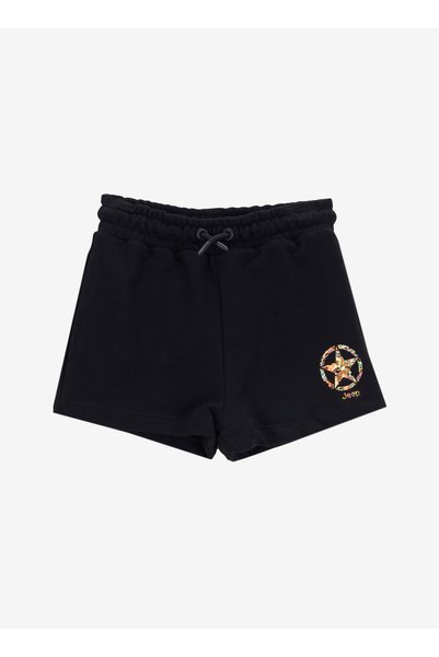 Elastic Waist Relaxed Black Girls Shorts J5Sg-Sht7603