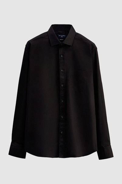 Ds Damat Regular Fit Black Plain Shirt