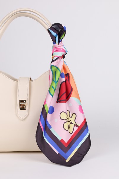 Colorful Patterned Satin Scarf