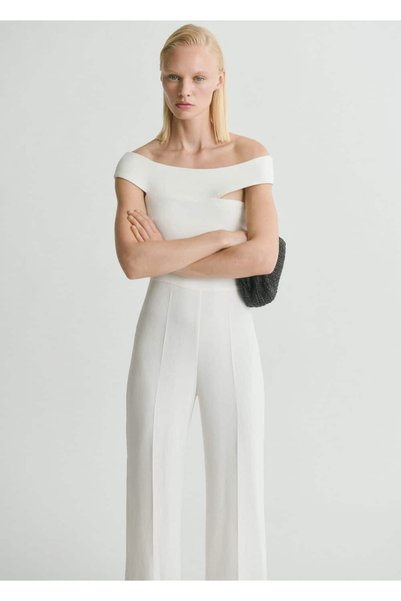 Long Jumpsuit with Asymmetrical Neckline