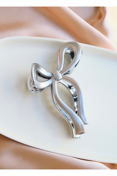 Women's Silver Bow Buckle 11 cm Large Size